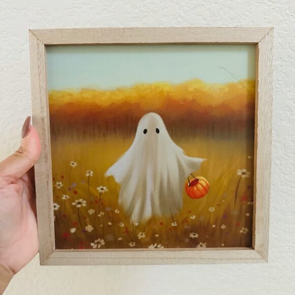 Fall Ghost in Field Target Bullseye Halloween Painting Decor - Picture 1 of 2